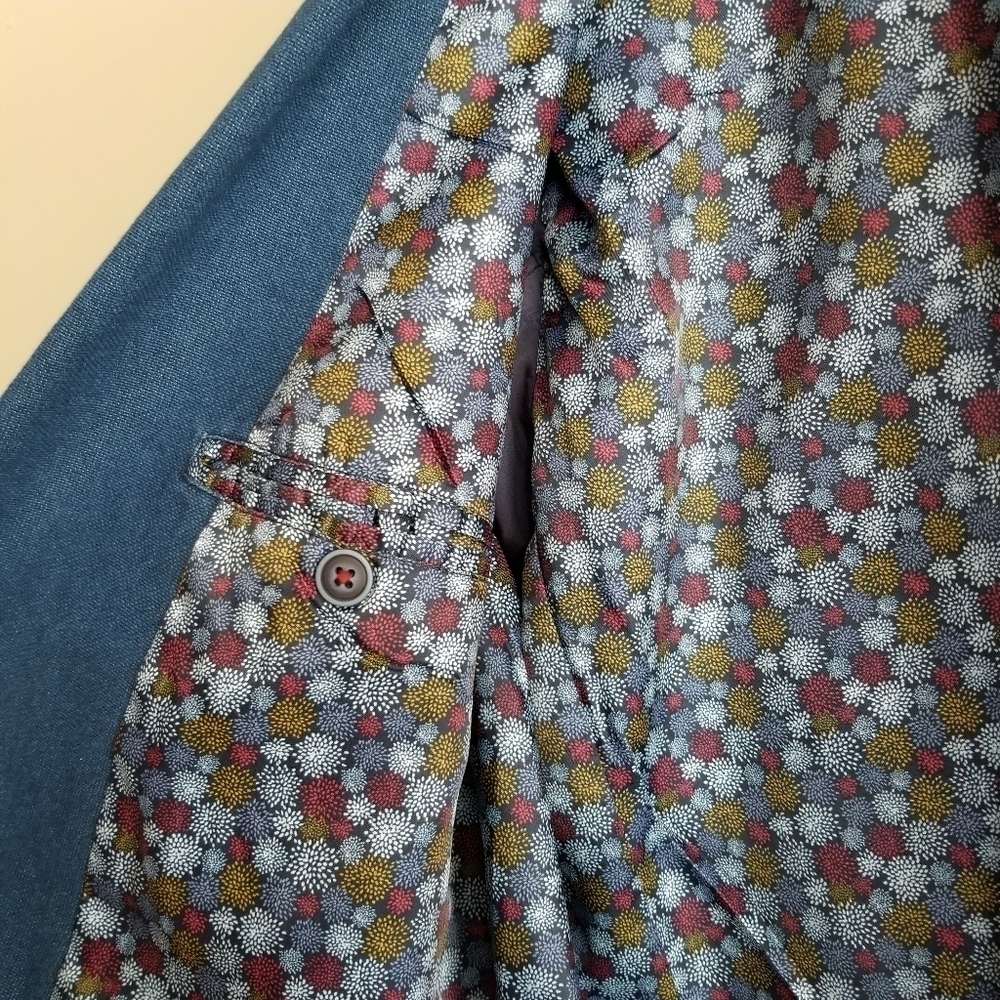 Soul of London Denim Cotton Blend Satin Lined Blazer In GUC Size 42 - Picture 5 of 12